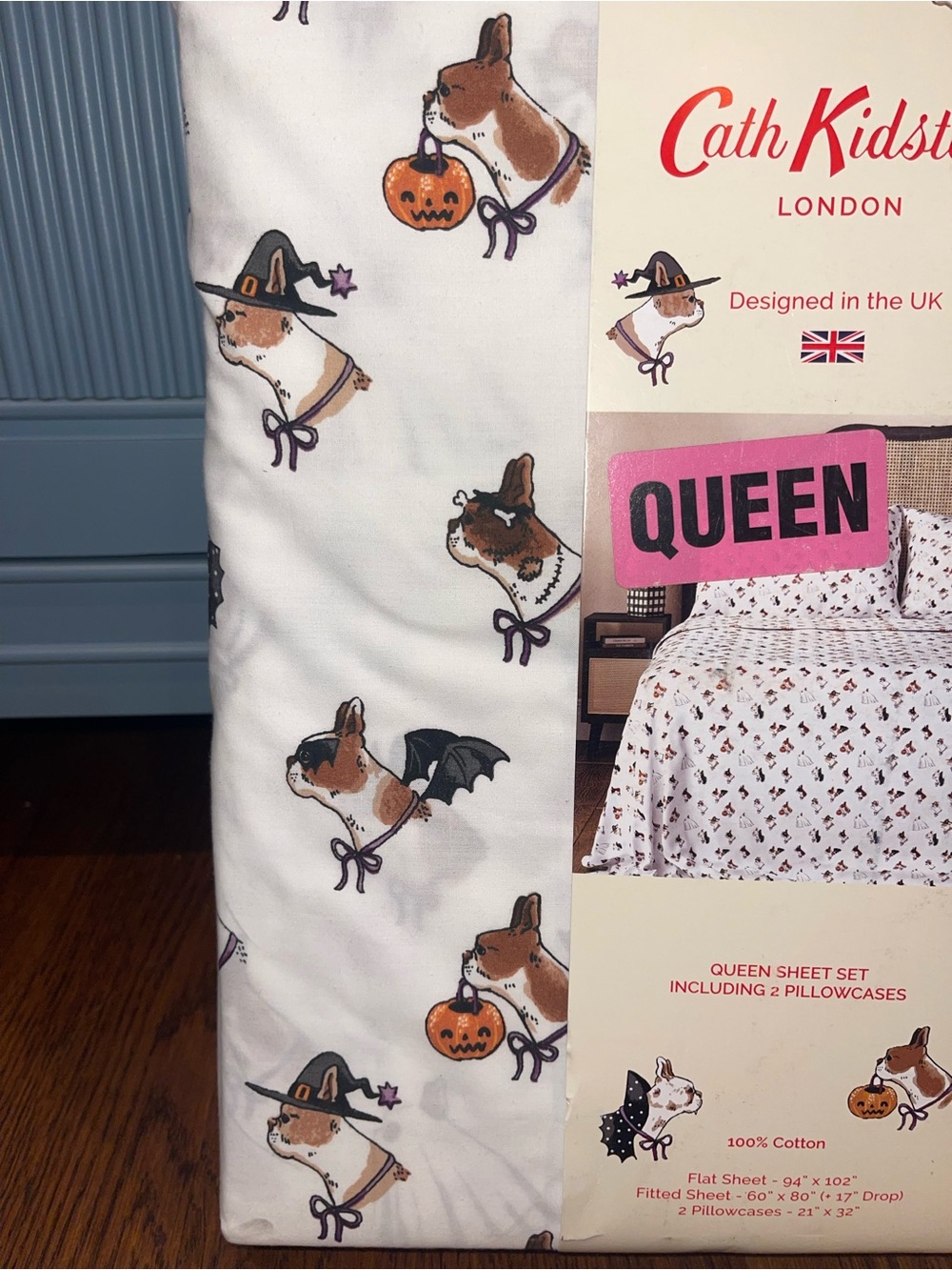 CATH KIDSTON London Spooky Dogs Halloween Queen 4 Pc Sheet Set NEW